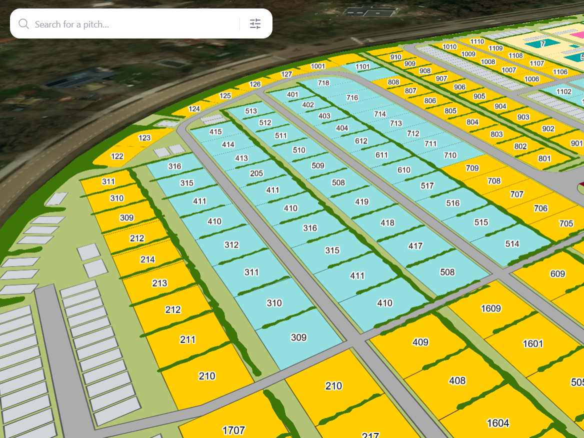 Pitch areas of a camping