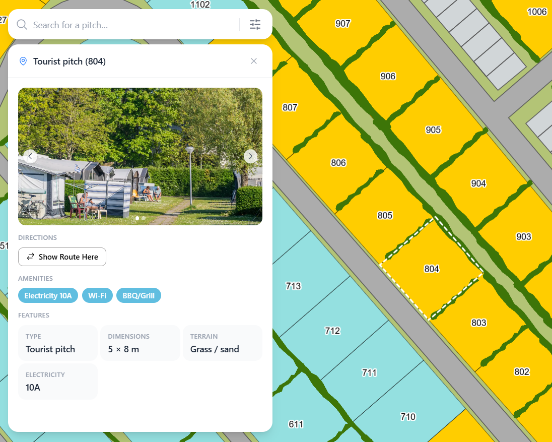 Campinax map integrated to a website